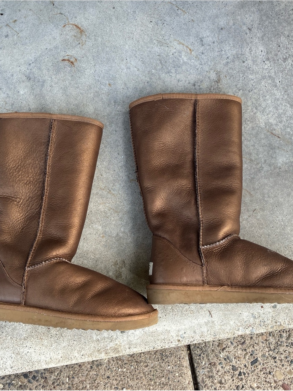 UGG Women's Bronze Metallic Tall  Shearling Boots Sz 8 W